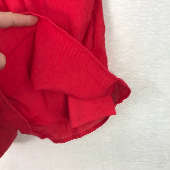 One Clothing Romper Small Red Deep V Neck Sleeveless Flowy Vacation Tomato Sexy - Picture 7 of 13